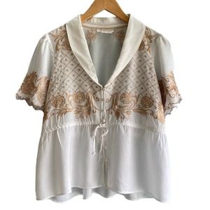 Anthropologie Kathryn Embroidered Peplum Blouse